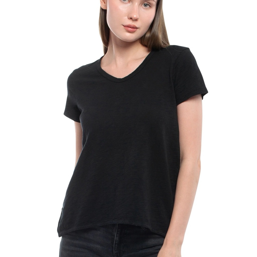WILT Crew Neck Short Sleeve Shrunken Boyfriend Tee - Black - L - excellent cond